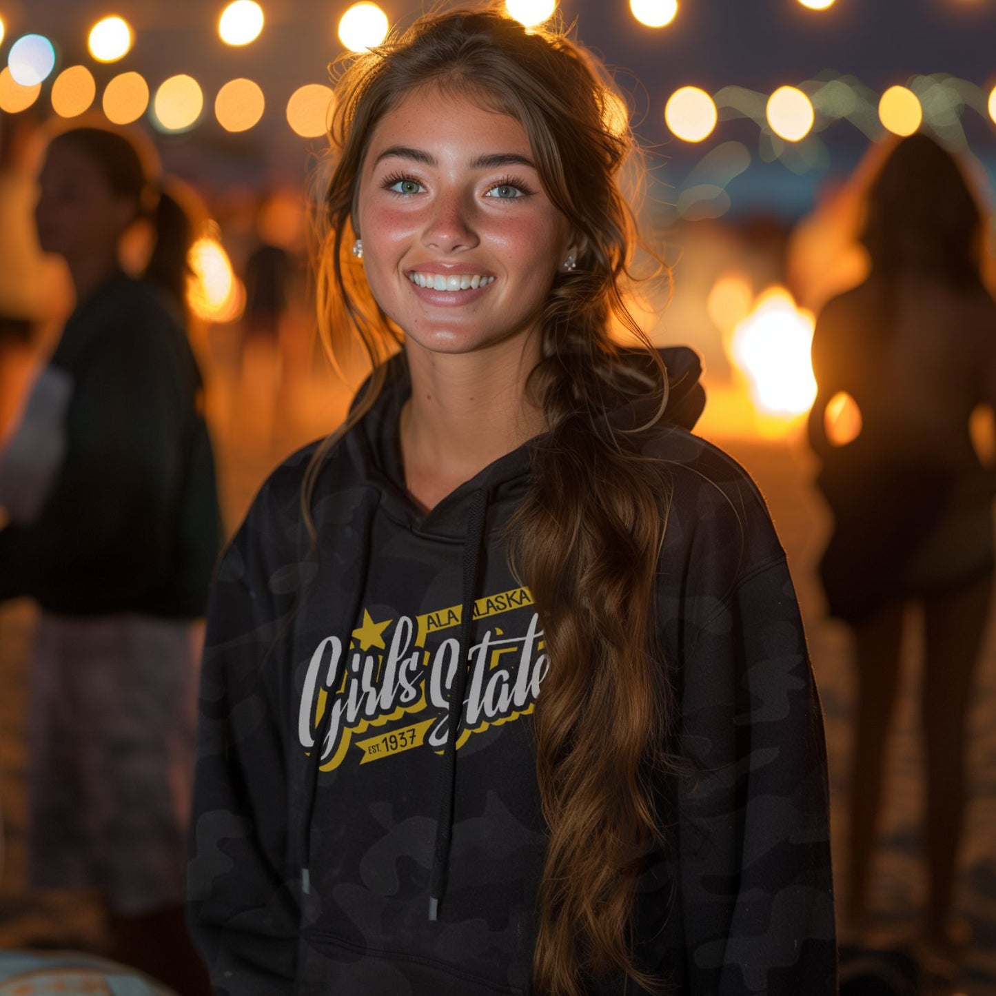 ALA Alaska Girls State Black Camo Hoody